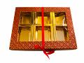 24 Pcs Decorative Empty DryFruit Boxes - 6 Compartment (Red/Gold)